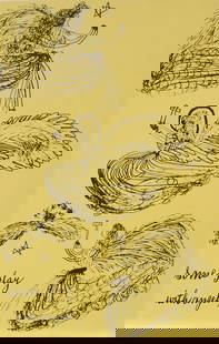 Andy Warhol - Some Play with Angels: Artist: Andy WarholTitle: Some Play with AngelsYear: c. 1954Dimensions: 5.5in. by 8.5in.Edition: From the rare limited editionSuite: Holy Cats. by Andy Warhol and his motherMedium: Photolithograph of