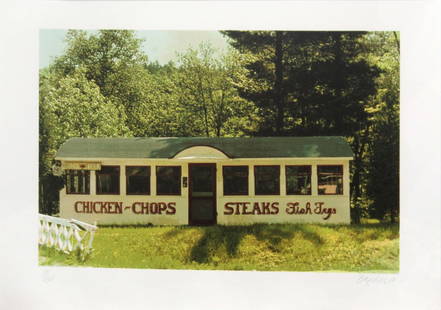 John Baeder - Chicken Chops Steaks: Artist: John BaederTitle: Chicken Chops SteaksYear: 1980Dimensions: 22in. by 30in.Edition: From the rare limited edition of 250Medium: Original serigraph on Somerset paperCondition: