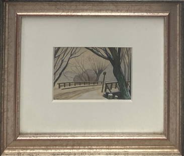Yuriy Pavlovich - Winter Road: Artist: Yuriy PavlovichTitle: Winter RoadYear: 2008Dimensions: 12 x 14 in.Edition: Unique One of a Kind ArtworkMedium: Original watercolor on paperCondition: As IsSignature Details: Hand signedComes