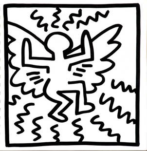 Keith Haring - Untitled (Angel): Artist: Keith HaringTitle: Untitled (Angel)Year: 1982Dimensions: 9in. by 9in.Edition: From the limited edition of 2000Publisher: Tony Shafrazi Gallery New YorkSuite: Keith HaringMedium: Original