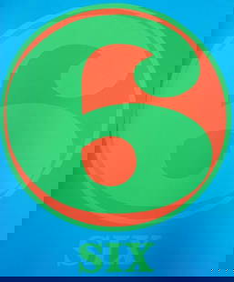 Robert Indiana - Number Six: Artist: Robert Indiana Title: Number Six Year: 1997 Dimensions: 24.5in. by 19.5in. Edition: From the rare limited edition of 275 Publisher: Edition Domberger St