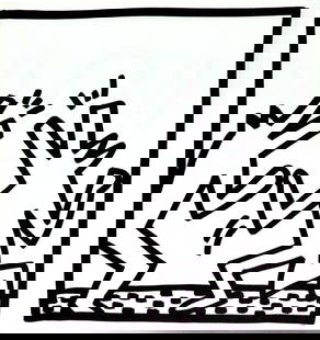 Keith Haring - Untitled (Howling Dogs): Artist: Keith HaringTitle: Untitled (Howling Dogs)Year: 1982Dimensions: 9in. by 9in.Edition: From the limited edition of 2000Publisher: Tony Shafrazi Gallery New YorkSuite: Keith HaringMedium: