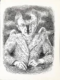 Rene Magritte - Untitled (Headache): Artist: Rene MagritteTitle: Untitled (Headache)Year: 1948Dimensions: 10in. by 7 3/8in.Edition: From the Rare Limited EditionPublisher: La Boetie EditionsSuite: Les Chants de MaldororMedium: Offset