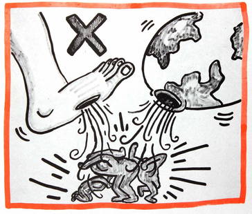 Keith Haring - Untitled: Artist: Keith Haring Title: Untitled Year: 1990 Dimensions: 8.75in. by 10.25in. Edition: From the rare limited edition of 500 Publisher: Bebert Publishing House Su