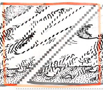 Keith Haring - Untitled: Artist: Keith Haring Title: Untitled Year: 1990 Dimensions: 8.75in. by 10.25in. Edition: From the rare limited edition of 500 Publisher: Bebert Publishing House Su