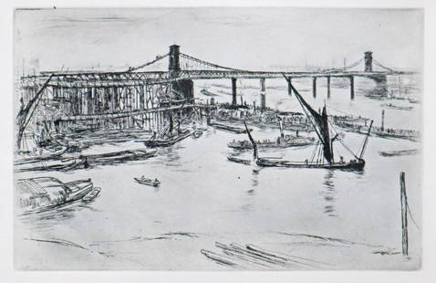 James McNeill Whistler (After) - Old Hungerfod Bridge: Artist: James McNeill Whistler (After) Title: Old Hungerfod Bridge Dimensions: 4.5in. by 7.25in. Edition: From the rare limited edition Suite: The Thames Set Medium