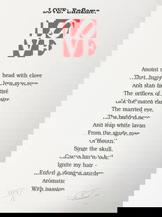 Robert Indiana - Love Poem Anoint My Head: Artist: Robert Indiana Title: Love Poem Anoint My Head Year: 1996 Dimensions: 24in. by 20in. Edition: From the rare limited edition of L Medium: Original lithog