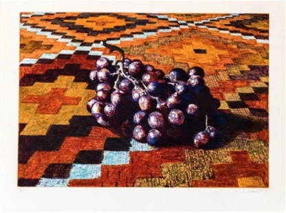 Lowell Nesbitt - Grapes: Artist: Lowell Nesbitt Title: Grapes Year: 1977 Dimensions: 31in. by 24in. Edition: From the Rare Limited Edition of 175 Medium: Screenprint in Colors on Paper<