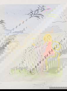 Salvador Dali - La Cour du Lion: Artist: Salvador Dali Title: La Cour du Lion Year: 1974 Dimensions: 23in. by 31in. Edition: From the Rare Limited Edition of CXX Publisher: Les Maitres Contempo