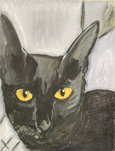 Yevgeniy Kievskiy (Southampton US) - Black Cat VI: Artist: Yevgeniy Kievskiy (Southampton US) Title: Black Cat VI Year: 2020 Dimensions: 18in. by 24in. Edition: Unique original one of a kind artwork Medium: Oil