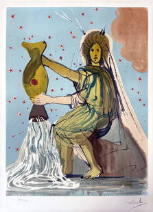Salvador Dali (After) - Aquarius: Artist: Salvador Dali Title: Aquarius Year: 1967 Dimensions: 25 x 18 in. Edition: From the Rare Limited Edition of 250 Suite: Signs of the Zodiac Med