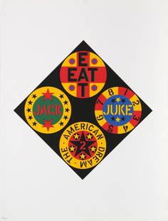 Robert Indiana - Black Diamond: Artist: Robert Indiana Title: Black Diamond Year: 1997 Dimensions: 22in. by 17in. Edition: From the rare limited edition of 395 Suite: The American Dream