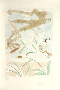 Salvador Dali - The Oak and the Reed: Artist: Salvador Dali Title: The Oak and the Reed Year: 1974 Dimensions: 22.75in. by 15.5in. Edition: From the rare limited edition Suite: Le Bestiaire de la Fo