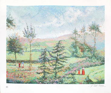 H. Claude Pissarro - Garden of Yves Saint Lauren: Artist: H. Claude Pissarro Title: Garden of Yves Saint Lauren Dimensions: 32in. by 25in. Edition: From the rare limited edition of 435 Medium: Original serigraph on paper