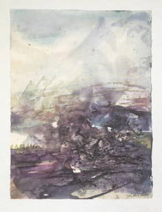 Zao Wou-Ki - Untitled Unpublished Watercolor IV: Artist: Zao Wou-Ki Title: Untitled Unpublished Watercolor IV Year: 1966 Dimensions: 9 3/4in. by 8 1/2in. Edition: From the Rare Limited Edition Publisher: Le Cl