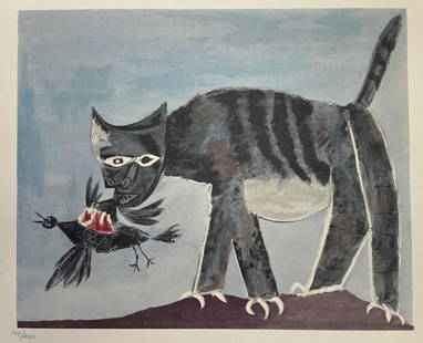 Pablo Picasso (After) - Gatto Che Addenta Un Uccello: Artist: Pablo Picasso (After) Title: Gatto Che Addenta Un Uccello Year: 1955 Dimensions: 11.5in. by 15.5in. Edition: From the rare limited edition of 200 Suite: