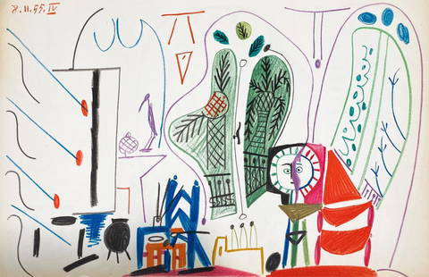 Pablo Picasso (After) - Untitled Sketchbook Page 35: Artist: Pablo Picasso (After) Title: Untitled Sketchbook Page 35 Year: 1960 Dimensions: 10in. by 16.5in. Edition: From the rare edition of 100 Publisher: Cercle