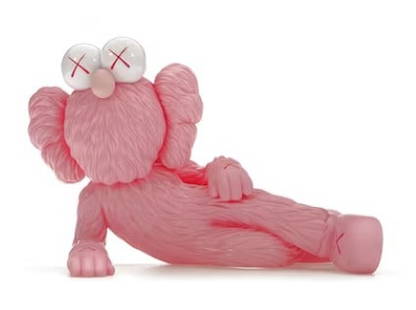 KAWS - KAWS TIME OFF (Pink): Artist: KAWS Title: KAWS TIME OFF (Pink) Year: 2023 Dimensions: 7 x 11 x 6 in. Edition: From the open edition Publisher: Medicom Suite: Companion