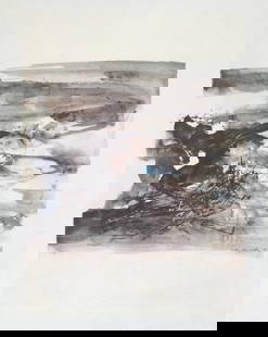 Zao Wou-Ki - Untitled Unpublished Watercolor VIII: Artist: Zao Wou-Ki Title: Untitled Unpublished Watercolor VIII Year: 1966 Dimensions: 9 3/4in. by 8 1/2in. Edition: From the Rare Limited Edition Publisher: Le