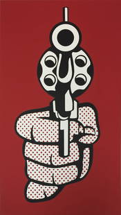 Roy Lichtenstein - Pistol; (Corlett, 237): Artist: Roy Lichtenstein Title: Pistol; (Corlett, 237) Year: 1968 Dimensions: 15 x 15 1/2 in. Edition: From the Rare Limited Edition Publisher: Multiples Inc.</
