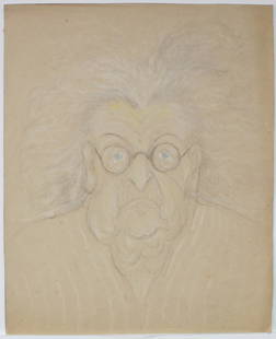 Georges Henri Manzana Pissarro - Untitled (Old Man with: Artist: Georges Henri Manzana Pissarro Title: Untitled (Old Man with Glasses) Dimensions: 13in. by 16 1/4in. Edition: Unique Rare One of a Kind Artwork Medium: Original Charco