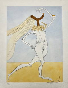 Salvador Dali - Nu aux voilettes (Nude with veils): Artist: Salvador Dali Title: Nu aux voilettes (Nude with veils) Year: 1975 Dimensions: 20 x 26 3/4 in. Edition: 62 From the limited edition of 700 Suite: Vision
