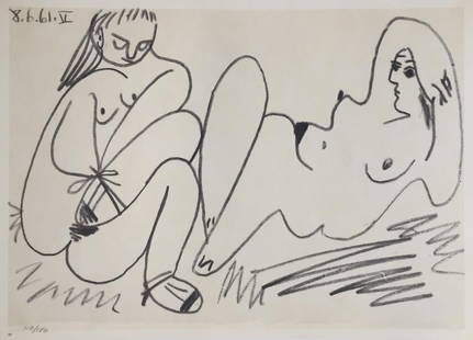 Pablo Picasso (After) - 8.6.61 V from "Les Dejeuneres": Artist: Pablo Picasso (After) Title: 8.6.61 V from "Les Dejeuneres" Year: 1962 Dimensions: 14 1/2in. by 10 1/2in. Edition: from the rare limited edition of 150 Pub