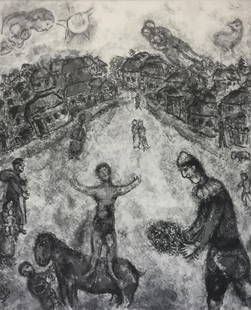 Marc Chagall - Acrobate et Clown (After): Artist: Marc Chagall Title: Acrobate et Clown Year: 1979 Dimensions: 11in. by 15in. Edition: From the Rare Limited Edition Publisher: Maeght Editions