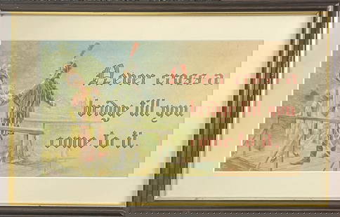 Vintage Poster - Never Cross A Bridge Till You Come to It: Artist: Vintage Poster Title: Never Cross A Bridge Till You Come to It Dimensions: 11 1/4in. by 18 1/4in. Edition: From the rare limited edition Medium: Offset Color Lithograp