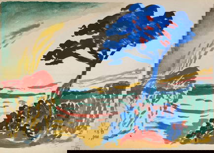 Andre Derain (After) - Paysage a I'arbre bleu: Artist: Andre Derain (After) Title: Paysage a I'arbre bleu Year: 1959 Dimensions: 13in. by 18in. Edition: Numbered from the limited edition of 970 Suite: Douze