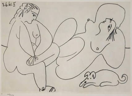 Pablo Picasso (After) - 8.6.61 II from "Les: Artist: Pablo Picasso (After) Title: 8.6.61 II from "Les Dejeuneres" Year: 1962 Dimensions: 14 1/2in. by 10 1/2in. Edition: from the rare limited edition of 150 Pu