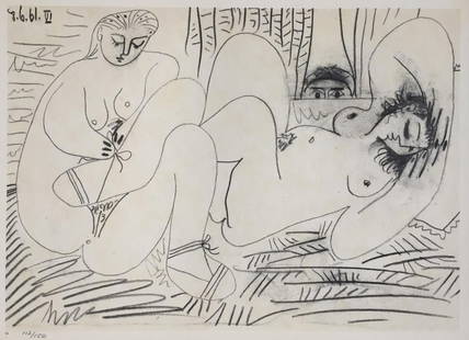 Pablo Picasso (After) - 8.6.61 VI from "Les Dejeuneres": Artist: Pablo Picasso (After) Title: 8.6.61 VI from "Les Dejeuneres" Year: 1962 Dimensions: 14 1/2in. by 10 1/2in. Edition: from the rare limited edition of 150 Pu