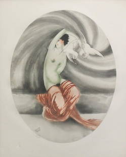 William Fadat (Pseudonym of Louis Icart) - Woman with: Artist: William Fadat (Pseudonym of Louis Icart) Title: Woman with Doves Year: c. 1925 Dimensions: 24in. by 19in. Edition: From the Rare Limited Edition Medium: