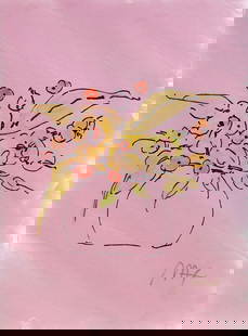 Peter Max - Flower Vase: Artist: Peter MaxTitle: Flower VaseYear: c. 1989Dimensions: 15 x 11 in.Edition: Original work of artMedium: Mixed media with watercolor and serigraphy on paperCondition: ExcellentSignature Details:
