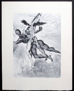 Salvador Dali - The Guardians in the Valley of the: Artist: Salvador DaliTitle: The Guardians in the Valley of the PrincesYear: 1964Dimensions: 19in. by 12in.Edition: From the rare limited edition of 165Suite: The Divine ComedyMedium: Original copper