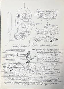 Saul Steinberg - Illustration I: Artist: Saul SteinbergTitle: Illustration IYear: 1966Dimensions: 11in. by 15in.Edition: From the rare limited artist editionSuite: Derriere Le Miroir 157Medium: Original Lithograph on PaperCondition: