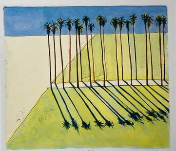 Wayne Thiebaud - Palm Road (After): Artist: Wayne ThiebaudTitle: Palm RoadYear: 1991 Dimensions: 9in. by 10.5in. Sheet Size Edition:From the Limited Edition Publisher: Chronicle Medium: Offset Lithograph on paper Condition: