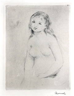 Pierre-Auguste Renoir - Etude Pour une Baigneuse: Artist: Pierre-Auguste Renoir Title: Etude Pour une Baigneuse Year: 1918 Dimensions: 8.75in. by 6.6in. Edition: From the rare limited edition Suite: Tableaux Pa