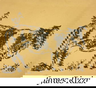 James Rizzi - Tweety Birds Cow: Artist: James Rizzi Title: Tweety Birds Cow Dimensions: 10 1/2in. by 13in. Edition: From the Rare Limited Edition Medium: Monoprint on Paper Condition: Excellen