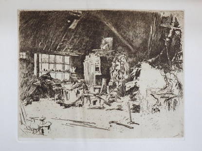 James McNeill Whistler (After) - The Smithy: Artist: James McNeill Whistler (After) Title: The Smithy Dimensions: 5in. by 6.75in. Edition: From the rare limited edition Medium: Etching printed on laid paper Co