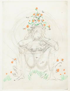 Salvador Dali - Petites Nus IV: Artist: Salvador Dali Title: Petites Nus IV Dimensions: 7in. by 3 1/2in. Edition: From the rare limited edition of 95 Suite: Apollonaire Medium: Original Waterc