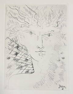Jean Cocteau - Surrealist Portrait: Artist: Jean Cocteau Title: Surrealist Portrait Year: 1946 Dimensions: 13 1/2in. by 10 1/4in. Edition: From the rare limited edition of 300 Publisher: Le Gerbie