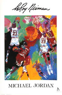 LeRoy Neiman - Michael Jordan: Artist: LeRoy Neiman Title: Michael Jordan Year: 1991 Dimensions: 36in. by 24in. Edition: From the limited edition Publisher: Knoedler Publishing Med