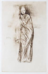 James McNeill Whistler (After) - The Model Resting: Artist: James McNeill Whistler (After) Title: The Model Resting Dimensions: 4.6in. by 7.2in. Edition: From the rare limited edition Medium:Etching printed on laid paper