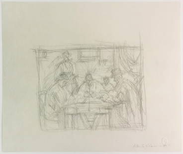 Alberto Giacometti - Copia dai "Giucatori di Carte" di Cezanne (After): Artist: Alberto Giacometti Title: Copia dai "Giucatori di Carte" di Cezanne Year: 1959 Dimensions: 17 3/4in. by 22in. Edition: From the rare limited edition of 1245