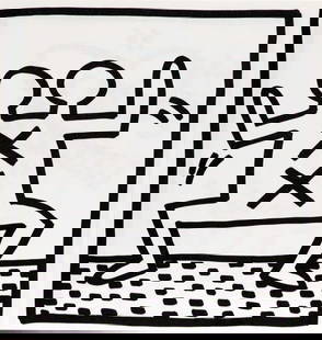 Keith Haring - Untitled (Siamese Twin): Artist: Keith Haring Title: Untitled from "Tony Shafrazi" portfolio Year: 1982 Dimensions: 9in. by 9in. Edition: From the limited edition of 2000 Publisher: Tony Shafrazi G
