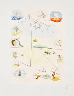 Salvador Dali - Frontispiece: Artist: Salvador Dali Title: Frontispiece Year: 1973 Dimensions: 25 3/4 x 20 in. Edition: From the Rare Limited Edition Suite: Twelve Tribes of Isreal <