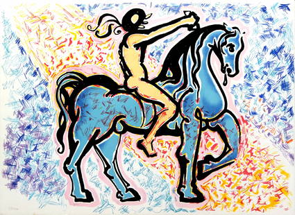 Salvador Dali - Le Cavalier - Victory of Primitive Man: Artist: Salvador Dali Title: Le Cavalier - Victory of Primitive Man Year: 1976 Dimensions: 18.75in. by 25.5in. Edition: From the limited edition of 250 Suite: L