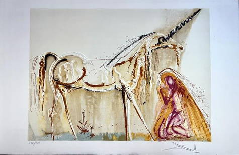 Salvador Dali - Unicorn: Artist: Salvador Dali Title: Unicorn Dimensions: 22in. by 14.25in. Edition: Numbered From the rare limited edition of 250 Medium: Original Lithograph on paper Condi