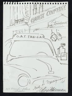 Leroy Neiman - Rue de Marignan: Artist: Leroy Neiman Title: Rue de Marignan Year: 1961 Dimensions: 7 x 5 in. Medium: Original drawing, in ink, on paper Condition: Excellent Signatur